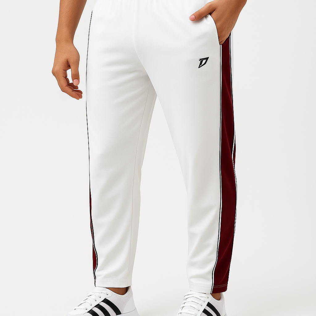 DRVN – MICRO BOTTOMS WITH SIDE MAROON PANEL AND WHITE PIPING (Copy)