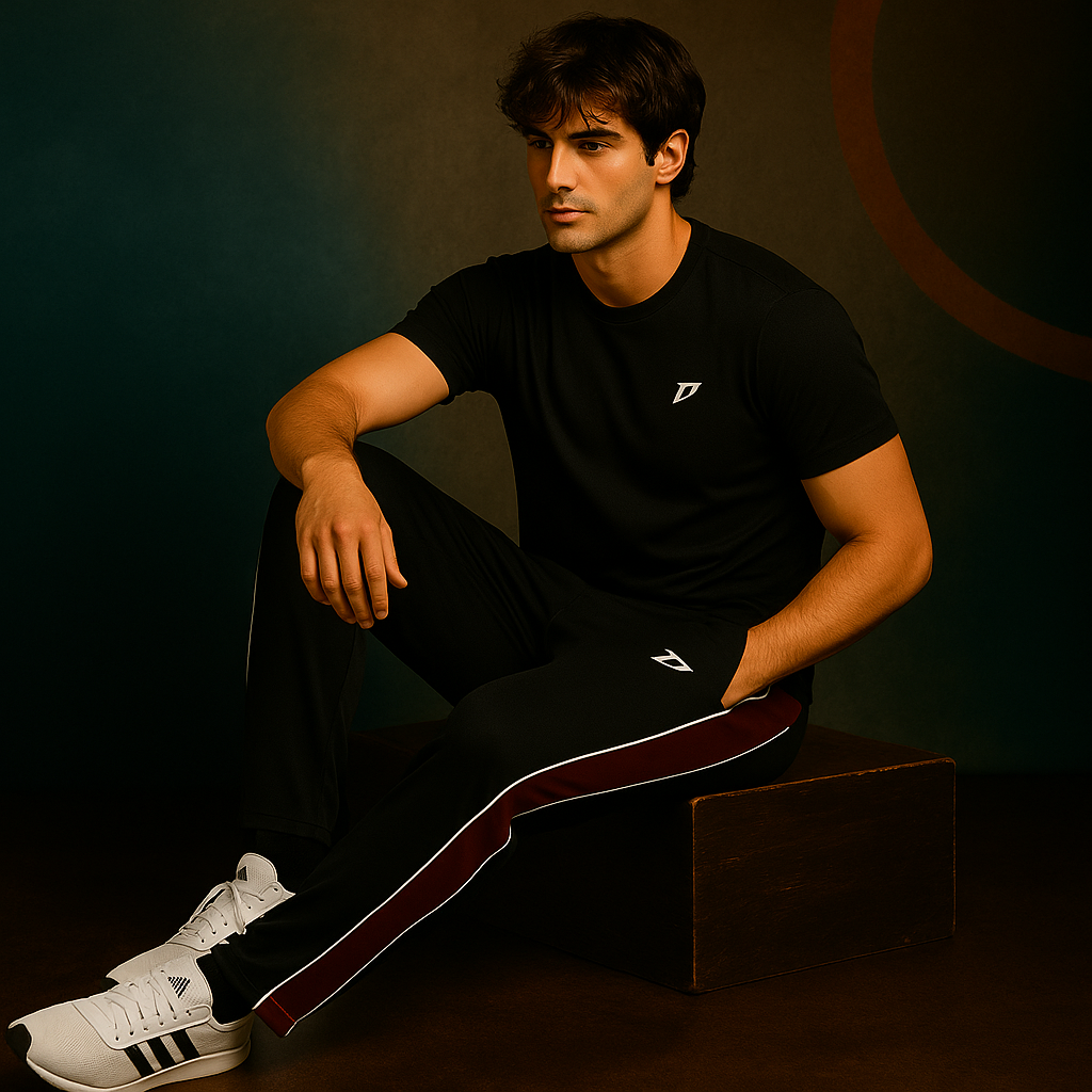 DRVN – MICRO BOTTOMS WITH SIDE MAROON PANEL AND WHITE PIPING