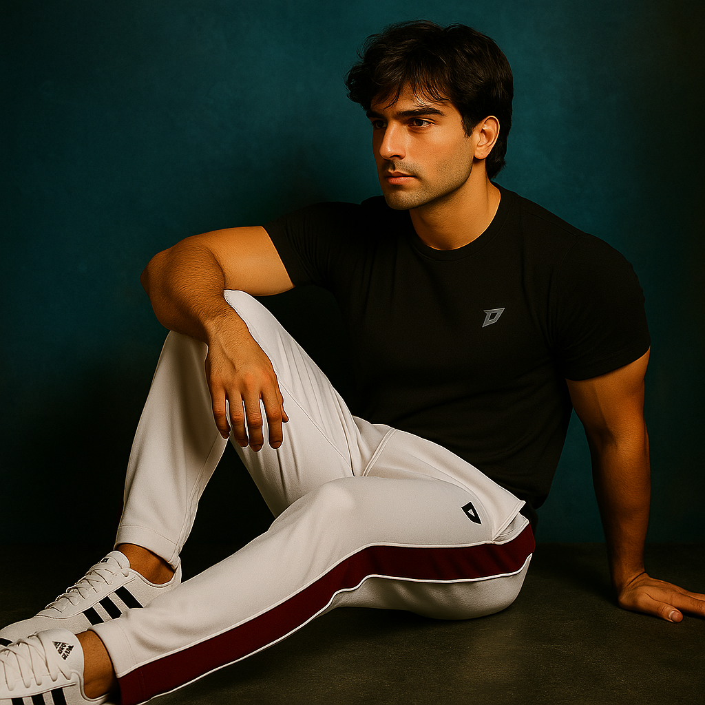 DRVN – MICRO BOTTOMS WITH SIDE MAROON PANEL AND WHITE PIPING (Copy)