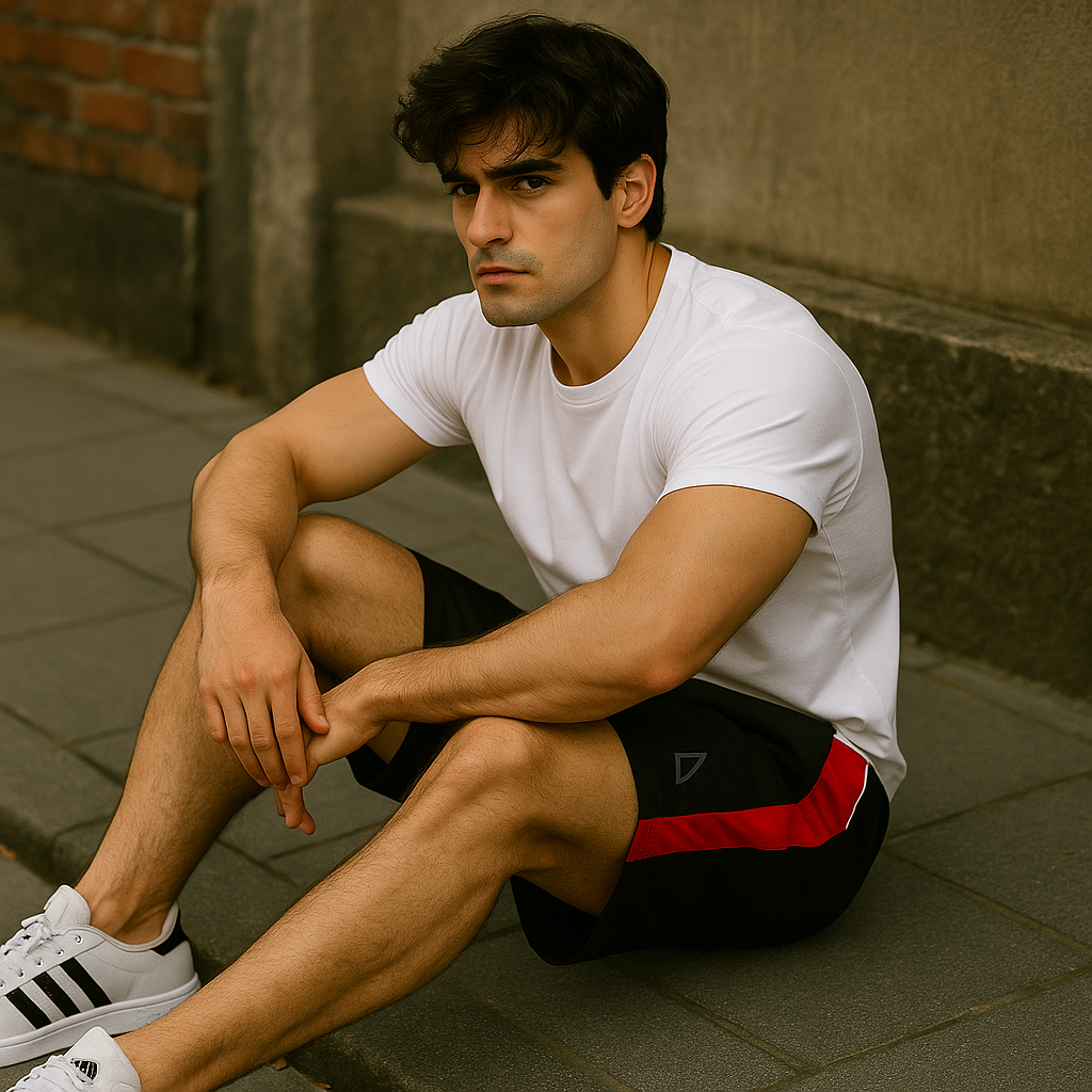 DRVN - Micro Shorts With Red Panel