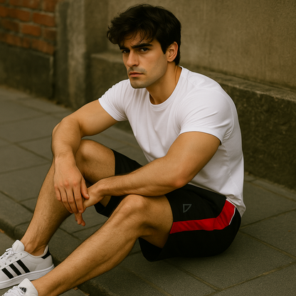 DRVN - Micro Shorts With Red Panel
